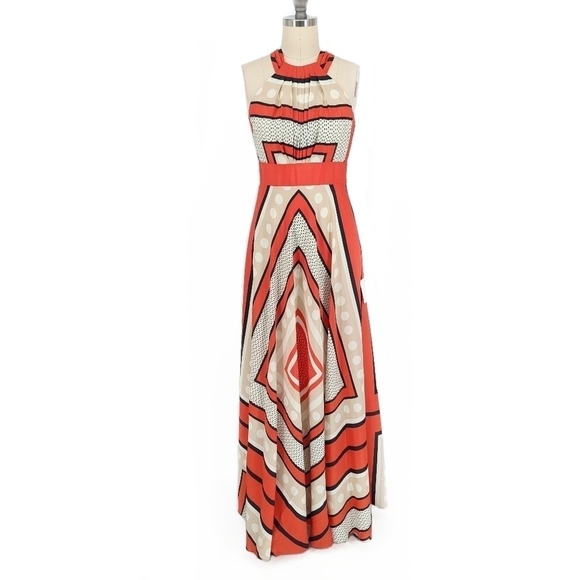 Eliza J Dresses & Skirts - Eliza J Geometric Print Maxi Dress Red Cream 2P preppy wedding party summer